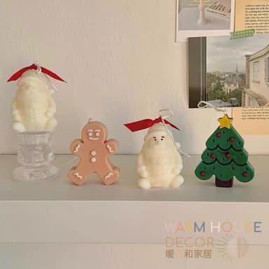 【Warm House Decor 暖和家居】韓系ins風薑餅人蠟燭(聖誕結佈置 聖誕交換禮物 節慶小裝飾 聖誕交換禮物 可愛小蠟燭 聖誕蠟)