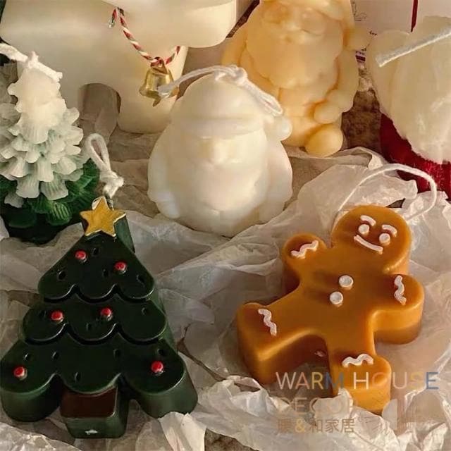 【Warm House Decor 暖和家居】韓系ins風薑餅人蠟燭(聖誕結佈置 聖誕交換禮物 節慶小裝飾 聖誕交換禮物 可愛小蠟燭 聖誕蠟)