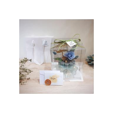 KIRA與花花藝｜永生花有錢花迷你蛋糕-帥氣藍(/可放10張/父親節禮物/生日禮物/永生花/有錢花/父親節蛋糕)