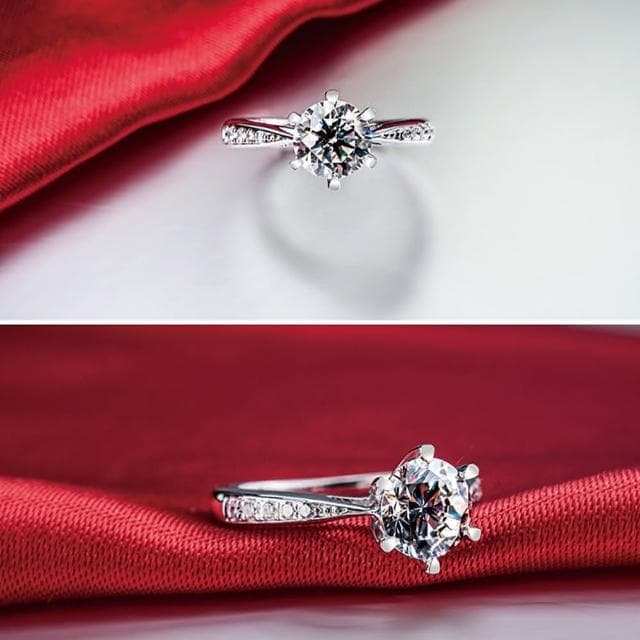 【KT DADA】婚戒 生日禮物 高貴 莫桑石戒指 仿真寶石 貴婦戒指 時尚手飾 女朋友禮物 訂婚戒