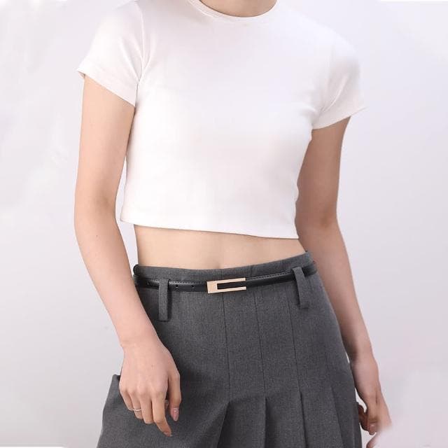 【KT DADA】女腰帶 黑色皮帶 百搭腰帶 優雅皮帶 高級款 精品腰帶 女生禮物 褲帶 腰帶 細皮帶 韓國腰帶 復古皮帶 小皮帶