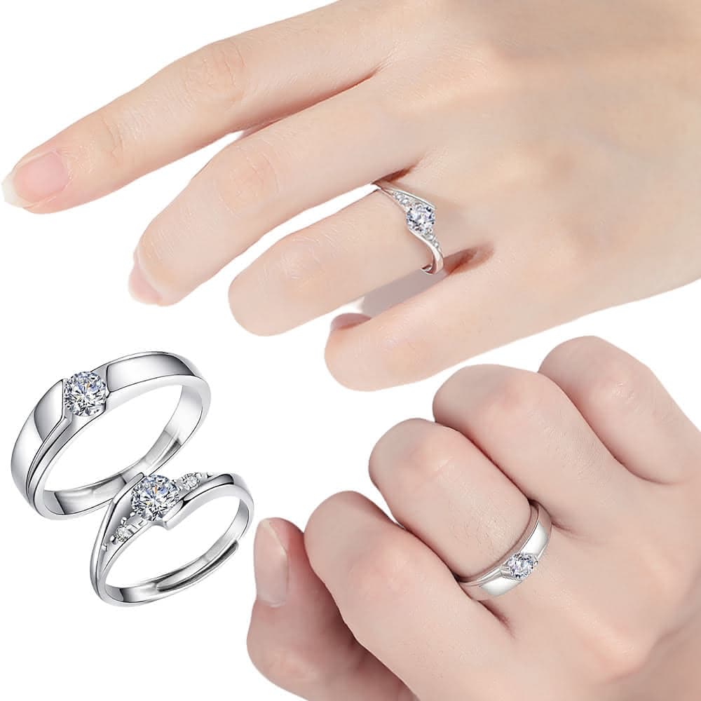 【KT DADA】純銀戒指 生日禮物 情侶戒指 情侶對戒 結婚戒指 結婚對戒 莫桑石戒指 開口戒指 韓國戒指 可調節