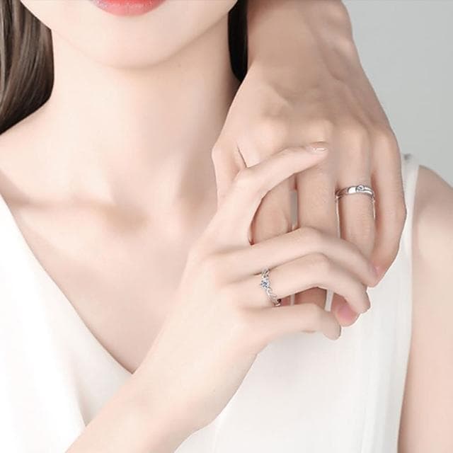【KT DADA】純銀戒指 情侶戒指 生日禮物 求婚戒指 莫桑石戒指 對戒 造型戒指 結婚對戒 婚戒 in戒指 可調式戒指