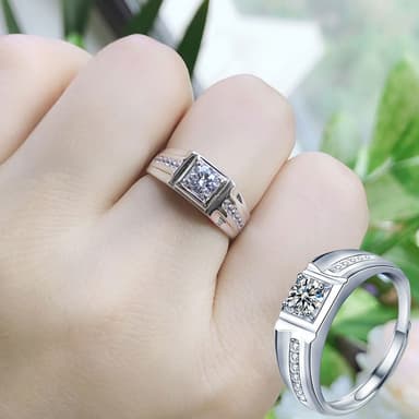 【KT DADA】情侶對戒 求婚戒指 生日禮物 方形戒指 男戒 銀戒指 開口戒指 可調式戒指 中性戒指 情侶禮物