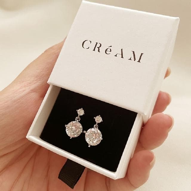 【CReAM】Kaye 純銀一克拉亮鑽金色銀色鑽飾婚禮輕奢女耳環(新年 過年 送禮 禮物)