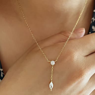 【CReAM】Ula銀鍍18K金色銀色 橢圓鑽圓鑽亮鑽石鋯石Y字毛衣長項鍊女項鍊(生日 禮物 送禮 禮盒)