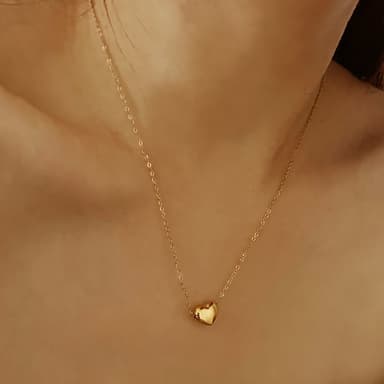 【CReAM】Anita鍍14K金色 立體愛心心型金色女項鍊(生日 禮物 送禮 禮盒)