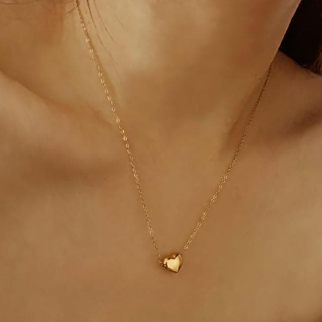 【CReAM】Anita鍍14K金色 立體愛心心型金色女項鍊(生日 禮物 送禮 禮盒)