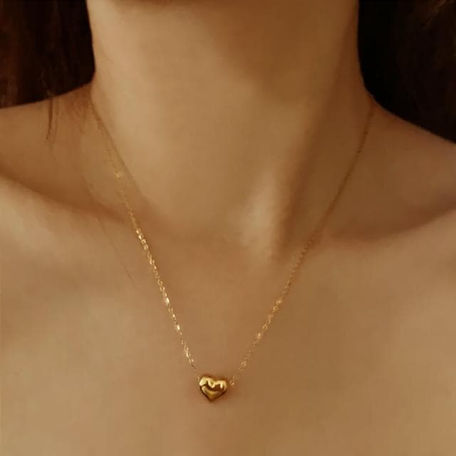 【CReAM】Anita鍍14K金色 立體愛心心型金色女項鍊(生日 禮物 送禮 禮盒)