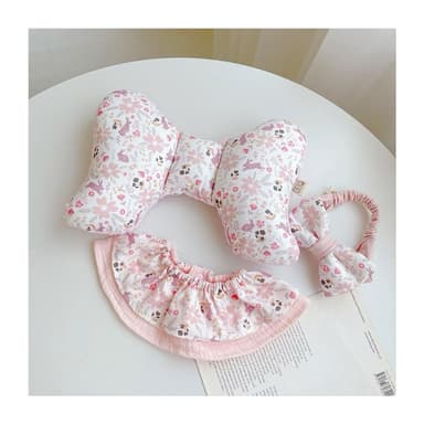 【Lianne baby】花間粉兔彌月禮盒天使枕圍兜髮帶滿月禮(彌月禮盒 滿月禮 收涎禮週歲禮 嬰兒禮物)