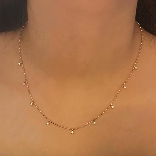 【CReAM】Belen九顆亮鑽飾CZ鋯石圓珠金色女項鍊(生日 禮物 送禮 禮盒)