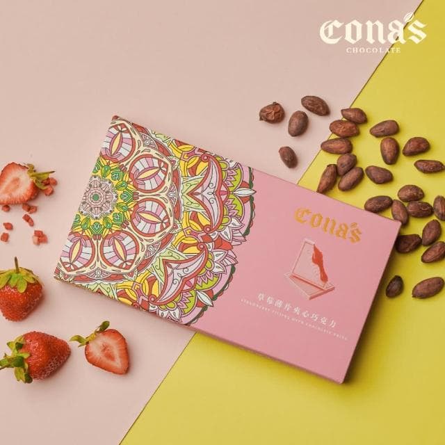 【Cona’s 妮娜巧克力】AOC推薦獎-草莓薄片夾心巧克力(12片/盒交換禮物)