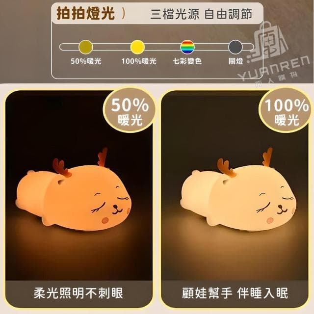 【YUANREN 原人購物】拍拍燈 LED 小夜燈 伴眠燈 多款可選(白色 情人節禮物 生日禮物 床頭燈 畢業禮物 USB充電 LED小夜燈 擺飾 居家裝飾品)