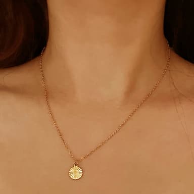【CReAM】Mildred放射光芒耀眼小圓片鍍18K金色女項鍊(生日 禮物 送禮 禮盒)