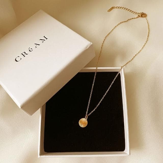 【CReAM】Mildred放射光芒耀眼小圓片鍍18K金色女項鍊(生日 禮物 送禮 禮盒)