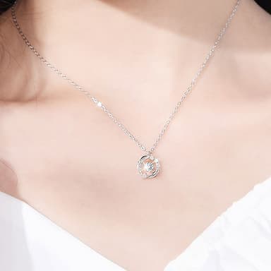 【MoonDy】項鍊 項鍊女 純銀項鍊 純銀 星芒項鍊  莫桑石項鍊 閨蜜項鍊 女生項鍊 送禮 圓圈項鍊 生日禮物