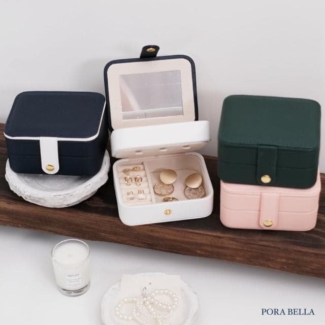 【Porabella】新款隨身攜帶雙層質感首飾盒 飾品收納盒 絨布盒飾品盒 飾品戒指項鍊耳環耳夾收納 交換禮物 送女友