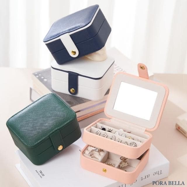 【Porabella】新款隨身攜帶雙層質感首飾盒 飾品收納盒 絨布盒飾品盒 飾品戒指項鍊耳環耳夾收納 交換禮物 送女友