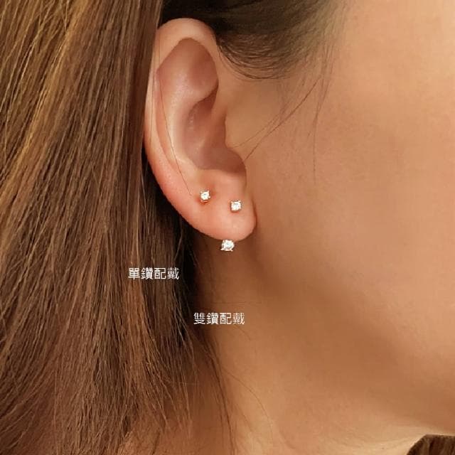 【CReAM】Clara銀鍍14K金色銀色迷你雙鑽簡約亮鑽女耳環(新年 過年 送禮 禮物)