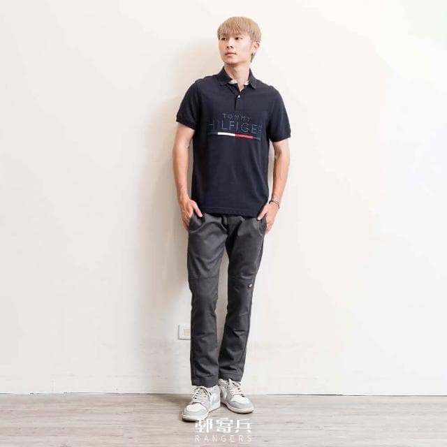 【Tommy Hilfiger】男版 POLO衫 刺繡雙排文字國旗LOGO 短袖 上衣 美國(現貨 禮物 父親節禮物 立領 夏天)