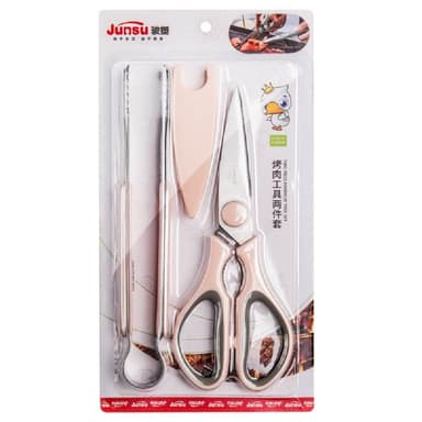 廚房刀工具 多工能廚房剪刀 韓式烤肉剪刀套裝組(露營 烤肉剪 烤肉夾 食物夾 食物剪 料理剪 廚房用品 烤肉用具組)