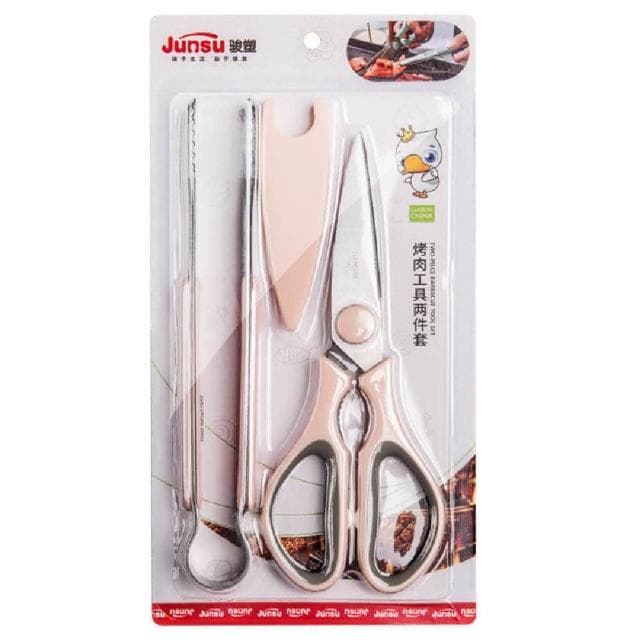 廚房刀工具 多工能廚房剪刀 韓式烤肉剪刀套裝組(露營 烤肉剪 烤肉夾 食物夾 食物剪 料理剪 廚房用品 烤肉用具組)