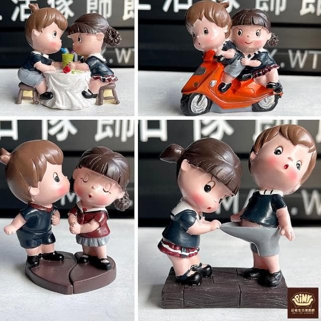 【PiNYU 品柚生活傢飾館】情侶萌物公仔(汽車卡通擺件 男生女生禮物情侶公仔七夕生日結婚禮物萌物可愛飾品)