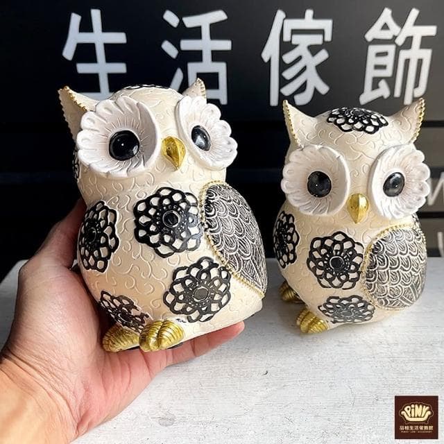 【PiNYU 品柚生活傢飾館】彩繪貓頭鷹擺飾(北歐 貓頭鷹 家居裝飾品貓頭鷹擺件 交換禮物 可愛花園佈置)