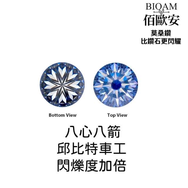 【BIOAM 佰歐安】0.5克拉六爪皇冠純銀鍍18K神秘黑莫桑鑽耳環(龍年禮物/過爐款/莫桑石耳環/八心八箭)