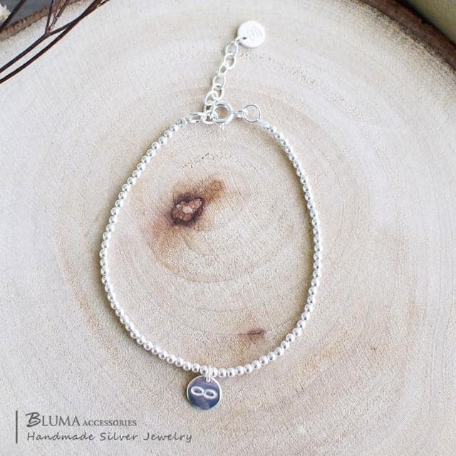 【BLUMA】無限的美好純銀手鍊(生日情人聖誕禮物 925純銀飾品 無限符號串珠手鏈 飾品禮盒)