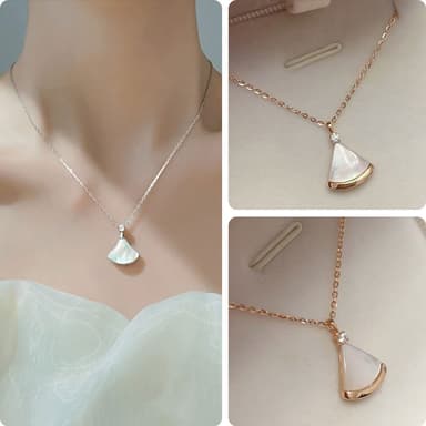 【LEEHER】女生/項鍊/珍珠貝殼項鍊/韓國飾品/結婚禮物/純銀項鍊/造型珍珠項鍊/生日禮物項鍊/情人節禮物