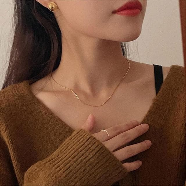 【LEEHER】細項鍊/疊戴項鍊/銀飾/飾品/經典項鍊/蛇骨鍊/韓國項鍊/女生生日禮物/送禮/純銀項鍊/配鍊