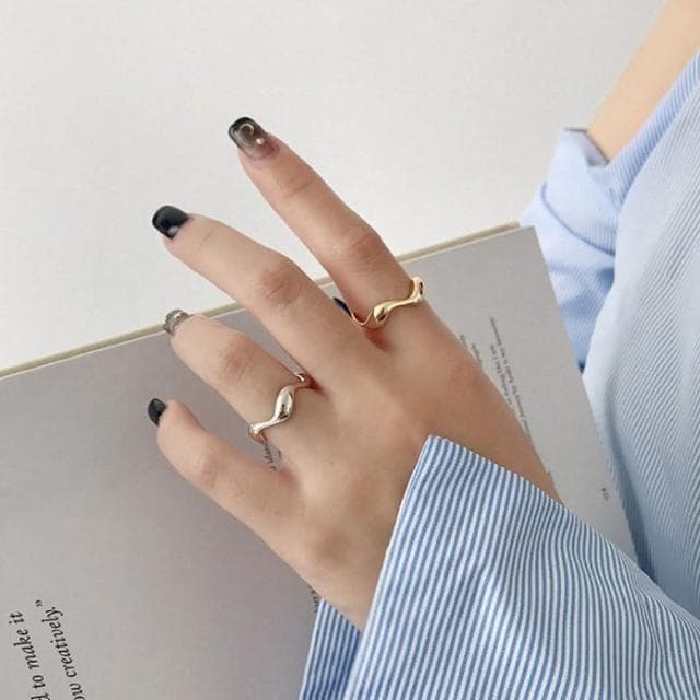 【LEEHER】不規則戒指/竹節戒指/戒指/韓國飾品/女生戒指/情侶戒指/925純銀戒指/可調式戒指/情人節禮物