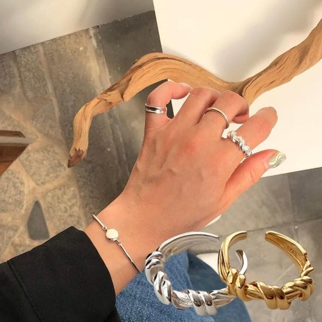 【LEEHER】k金戒指/粗戒指/開口戒指/戒指女/ins/情侶禮物/女生禮物/戒指/925純銀戒指/可調式戒指