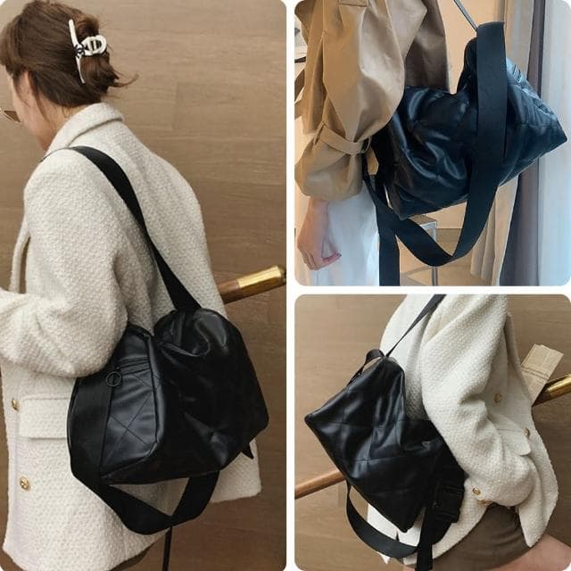 【LEEHER】女包/包包/尼龍側背包/大容量包包/皮革斜背包/菱格側背包/枕頭包/寬背帶斜背包/情侶包/禮物