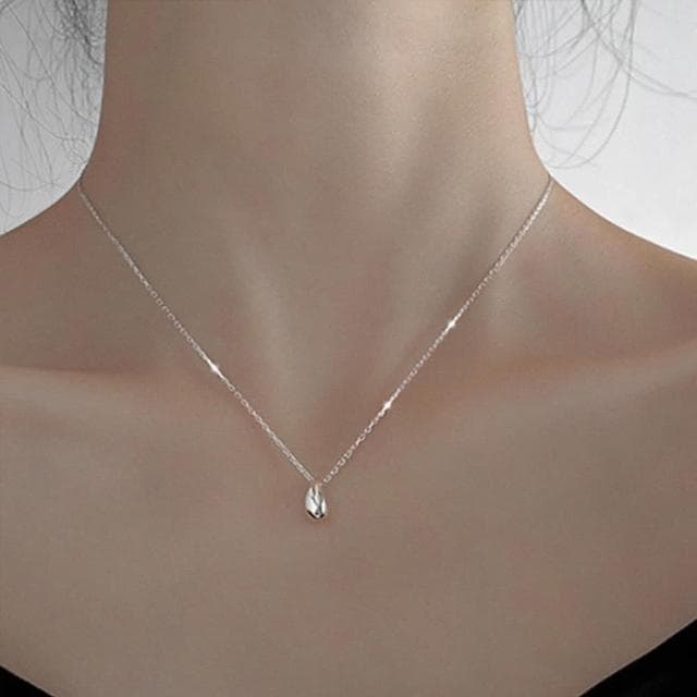 【LEEHER】女生/短鍊/水滴項鍊/豌豆項鍊/S925純銀項鍊/飾品配件/韓國項鍊/日系項鍊/送禮/女生生日禮物
