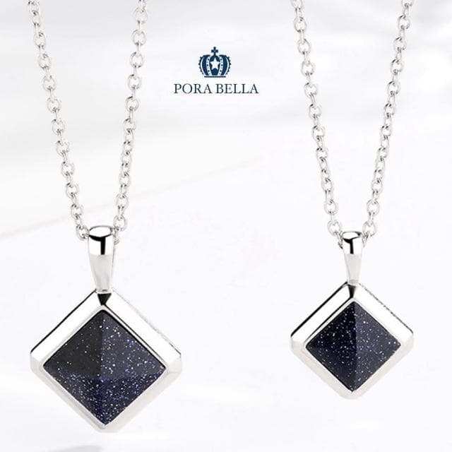 【Porabella】925純銀人造藍砂石項鍊 情侶項鍊 吊墜鎖骨鏈 輕奢小眾項鍊 情人節禮物生日禮物 Necklace