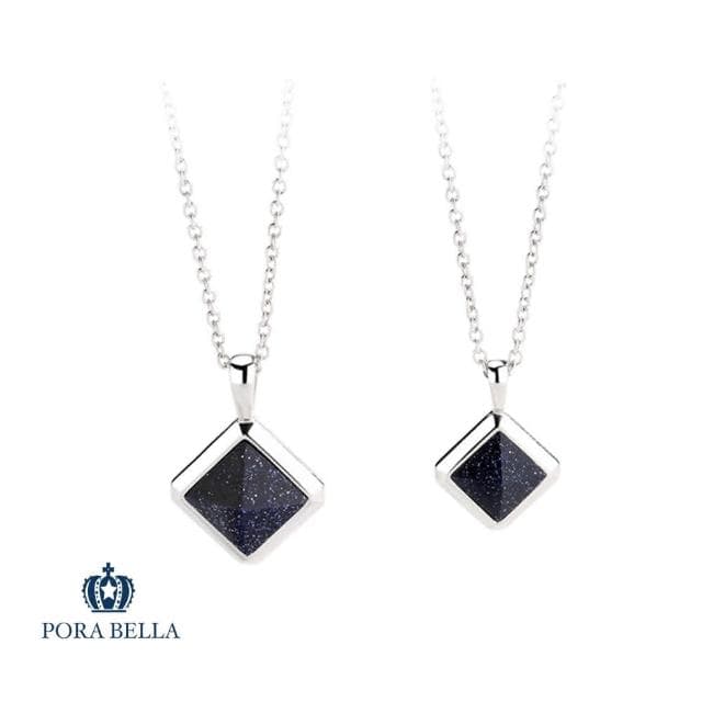 【Porabella】925純銀人造藍砂石項鍊 情侶項鍊 吊墜鎖骨鏈 輕奢小眾項鍊 情人節禮物生日禮物 Necklace
