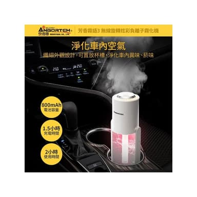 逸品汽車百貨 『贈香薰精油』芳香霧語3 無線旋轉負離子霧化機 精油霧化器 加濕器 加濕機 噴霧機 香氛機 負離子除臭機