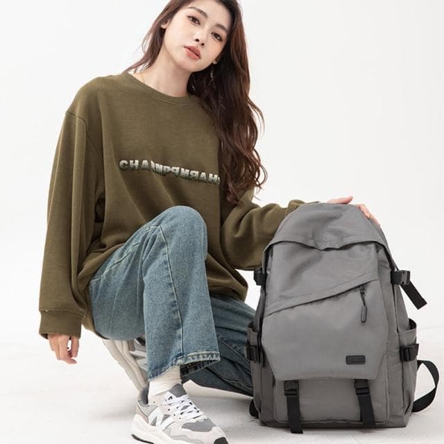 【MoonDy】尼龍後背包 黑色尼龍包 大容量後背包 尼龍包包 防潑水包包 禮物 包包 後背包 個性休閒背包 韓國背包 情侶背包