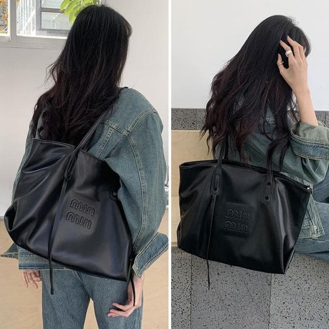 【LEEHER】女生/包包/肩背包/單肩包/托特包/通勤包/大容量托特包/軟皮包包/黑色包包/拉鍊托特包/購物袋/單肩包女/生日禮物