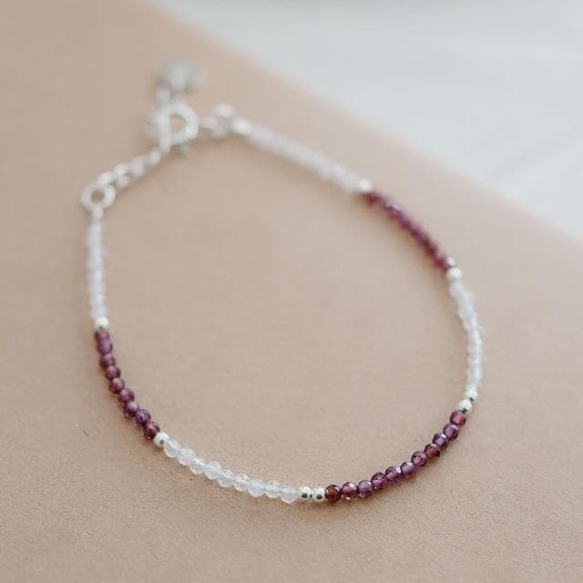 【BLUMA】水晶手鏈 月光石紅石榴石波爾多之夜純銀手鍊 925純銀飾品 招桃花 飾品禮盒 聖誕節禮物