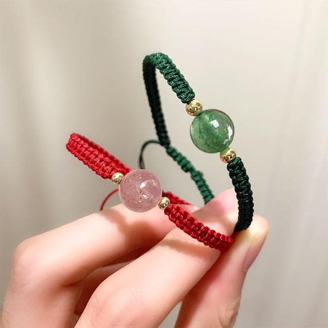 【Lydia】現貨 水晶編織紅繩情侶手鍊-幸運守護草莓晶聖誕節送禮、情人節禮物、生日禮物