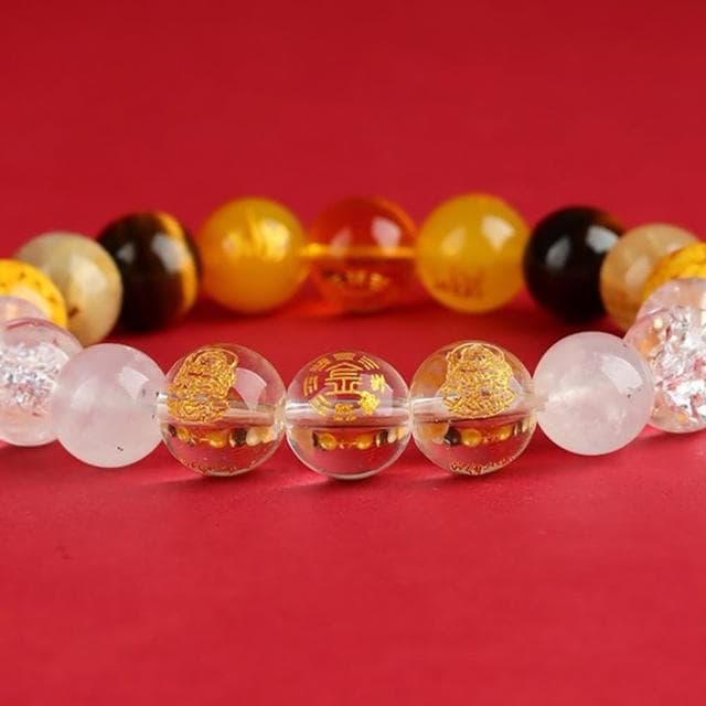 【LEEHER】水晶手鍊/五路財神/水火母木金/男女手串/手鍊/手串/手環/多寶手鍊/五行互補/禮物/情侶手鍊