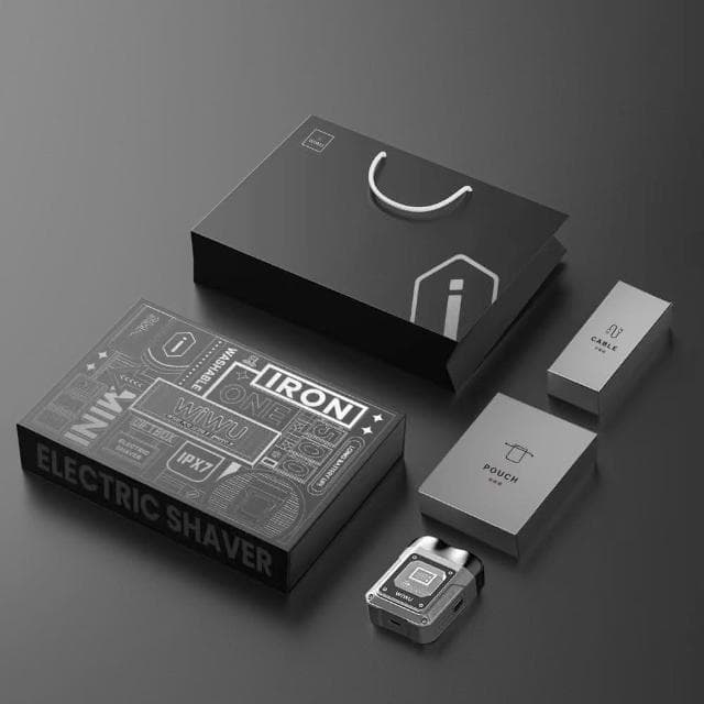 WiWU Iron電動刮鬍刀禮盒 小巧攜帶 8000馬達 鋅合金 防水性磁吸刀頭 LED智能電量顯示