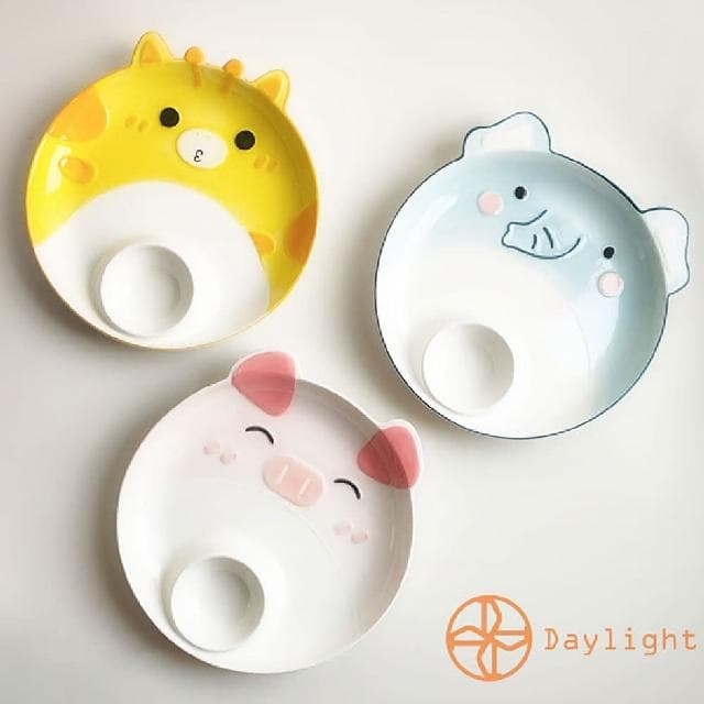 【Daylight】動物造型水餃盤-3入組水餃盤 水果盤 炸物盤 陶瓷盤 可微波 入厝禮 早餐盤 沙拉盤