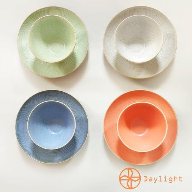 【Daylight】斑點浮雕線碗-2件組陶器盤 斑點浮雕線 陶瓷碗 入厝禮 飯碗 交換禮物 生日禮物