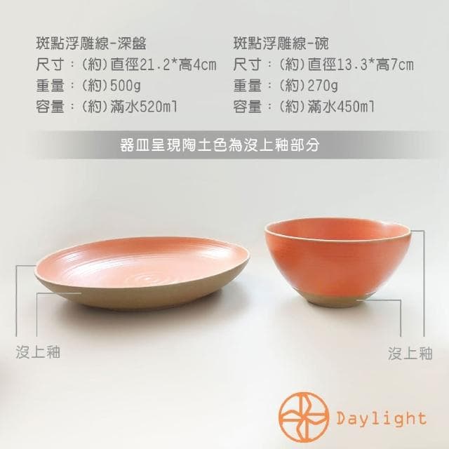 【Daylight】斑點浮雕線碗-2件組陶器盤 斑點浮雕線 陶瓷碗 入厝禮 飯碗 交換禮物 生日禮物
