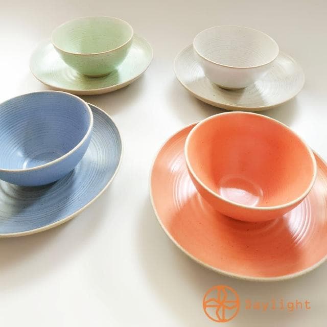 【Daylight】斑點浮雕線碗-2件組陶器盤 斑點浮雕線 陶瓷碗 入厝禮 飯碗 交換禮物 生日禮物