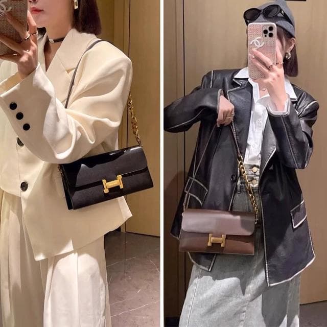 【MoonDy】包包 女包 腋下包 單肩包 斜背包 真皮包包 鍊條小方包 鍊條包 復古腋下包 高級感 老錢風包包 精品包包 禮物